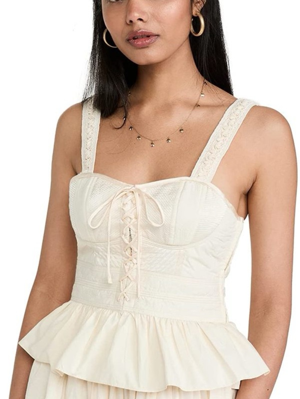 Ulla Johnson Cream Lace-Up Peplum Bustier